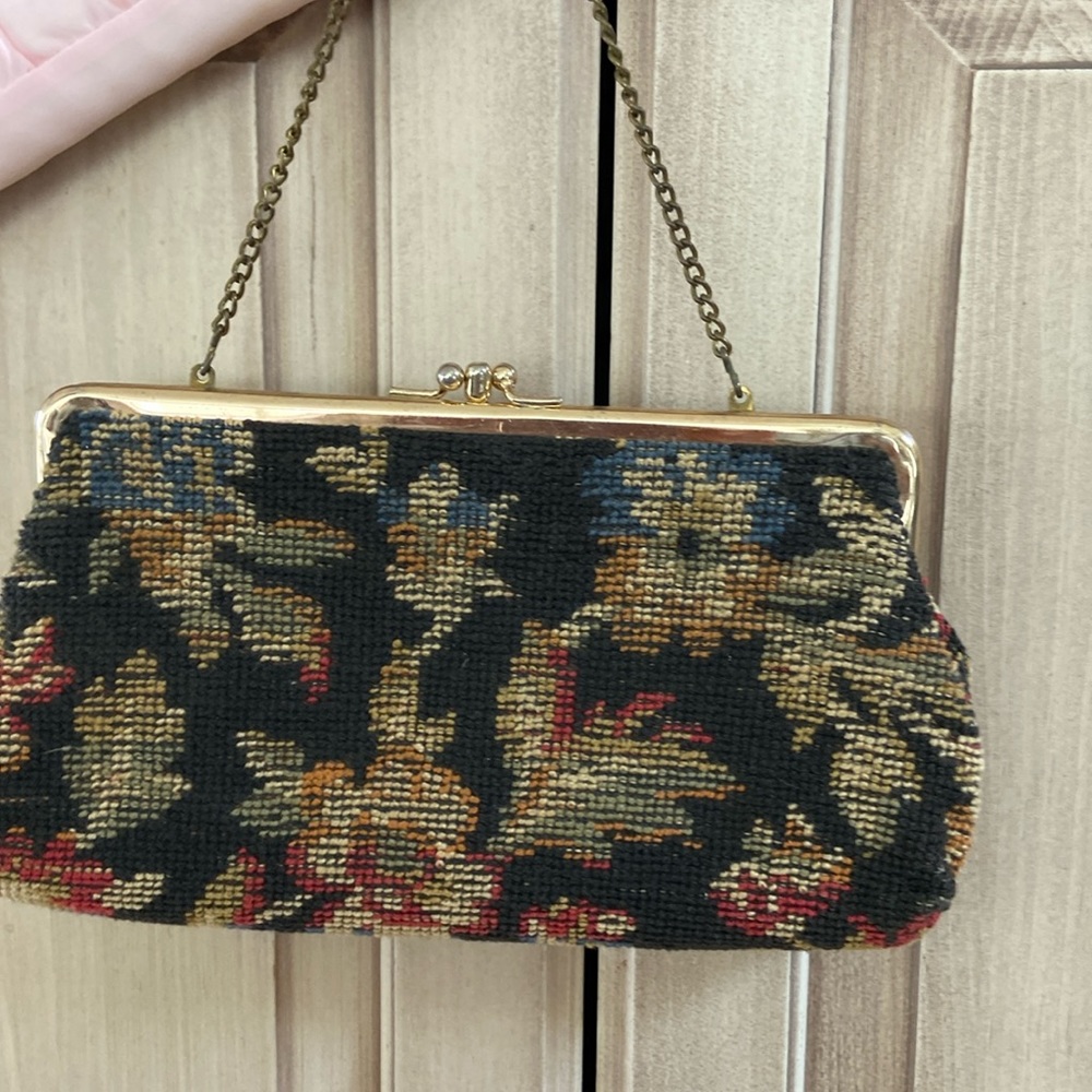 Tapestry evening bag floral small vintage Stylemark by Mutterperl made in USA
